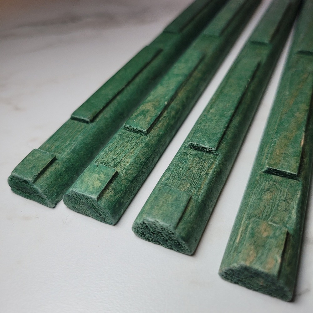 10 Green Lincoln Logs Half Flat Triple Notch Replacement Parts